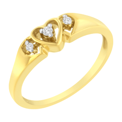 10KT Yellow Gold Triple Heart Diamond Ring with 1/20 cttw Diamonds (K-L, I1-I2) - Sable Gold