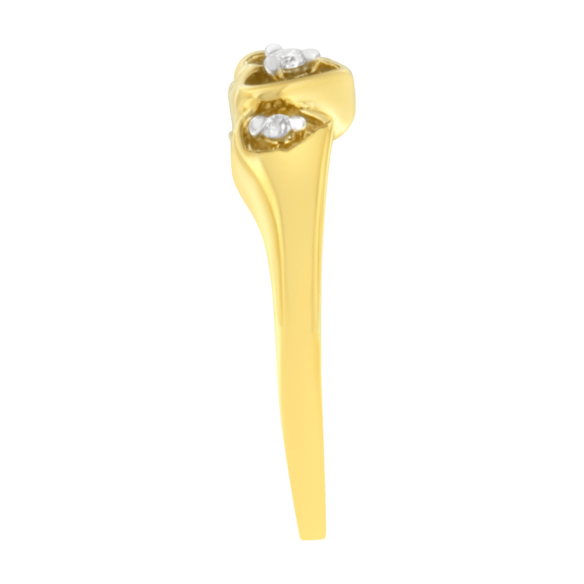 10KT Yellow Gold Triple Heart Diamond Ring with 1/20 cttw Diamonds (K-L, I1-I2) - Sable Gold