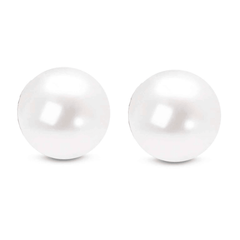 14K Gold Round White Saltwater Akoya Cultured Pearl Stud Earrings - AAA+ Quality, Multiple Sizes - Sable Gold