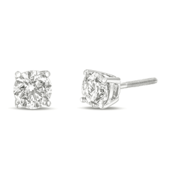 14K Gold 1.0 Carat White Diamond 4-Prong Classic Solitaire Stud Earrings - Sable Gold