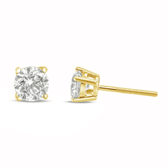 14K Gold 1.0 Carat White Diamond 4-Prong Classic Solitaire Stud Earrings - Sable Gold