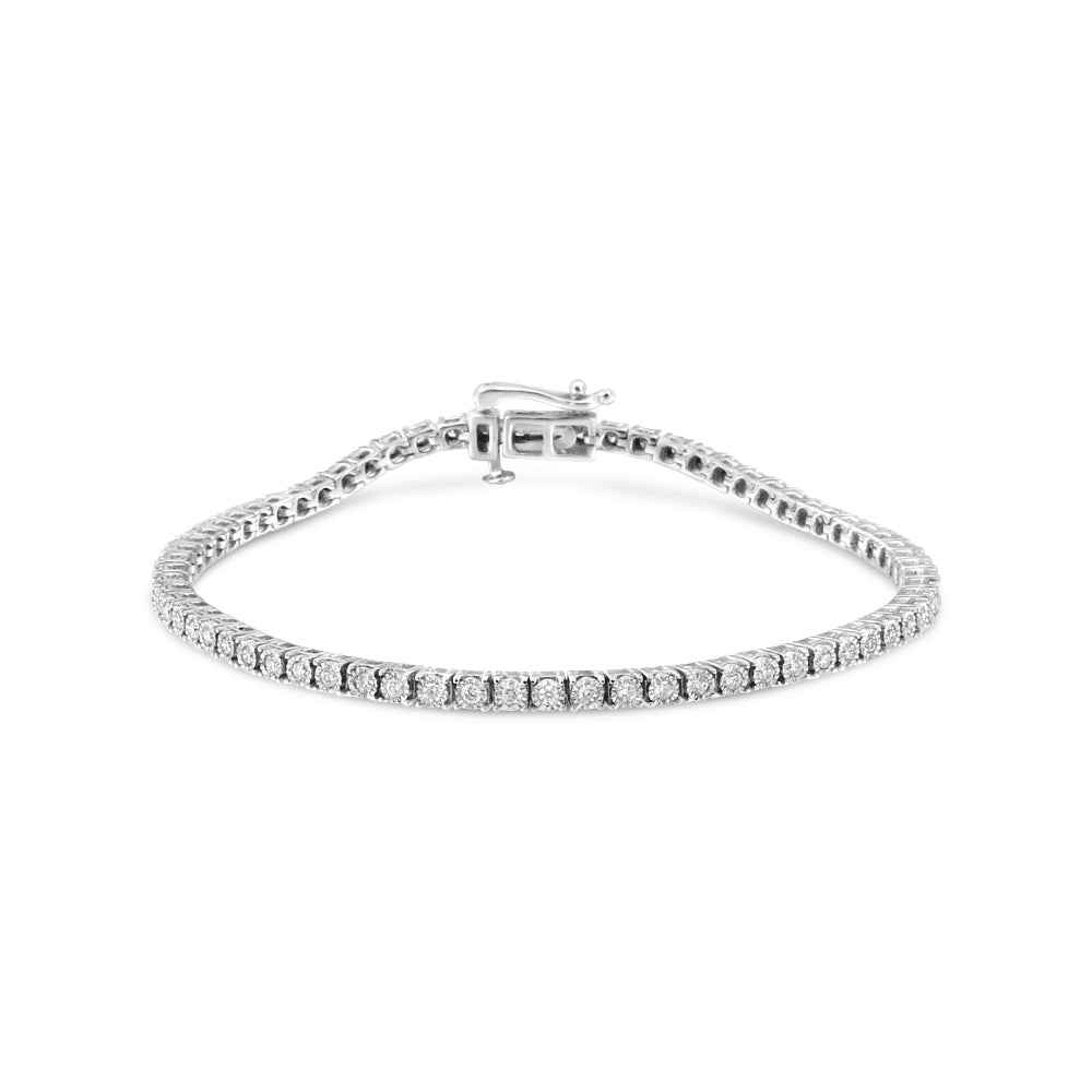 14K White Gold 1.0 Cttw Miracle Set Diamond Illusion Tennis Bracelet - Sable Gold