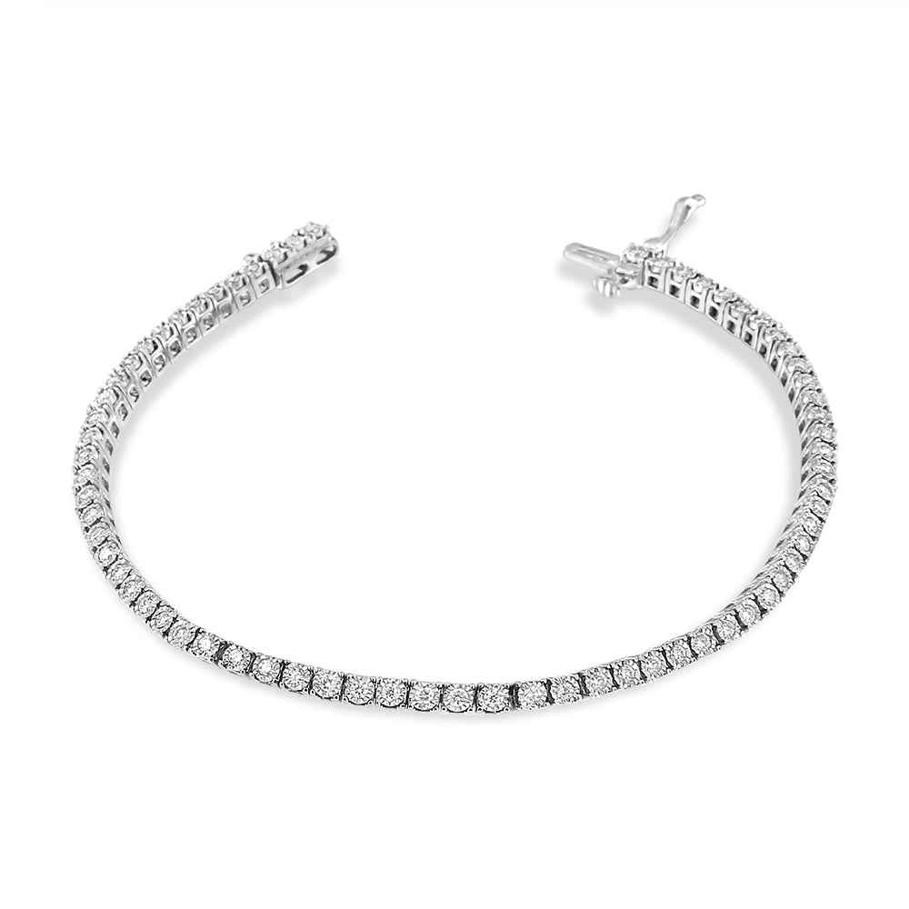 14K White Gold 1.0 Cttw Miracle Set Diamond Illusion Tennis Bracelet - Sable Gold