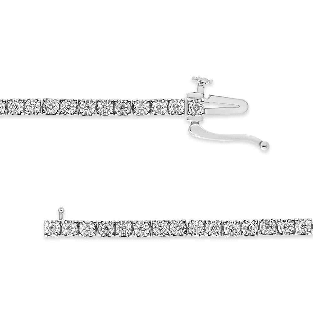 14K White Gold 1.0 Cttw Miracle Set Diamond Illusion Tennis Bracelet - Sable Gold