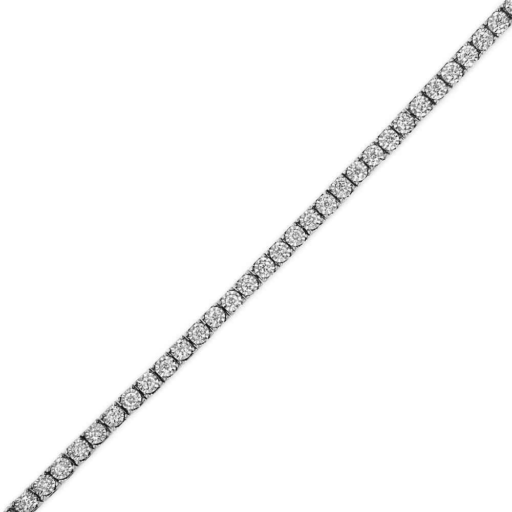 14K White Gold 1.0 Cttw Miracle Set Diamond Illusion Tennis Bracelet - Sable Gold