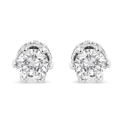 14K White Gold 2.0 Cttw Diamond Crown Stud Earrings (I-J Color, I1-I2 Clarity) - Sable Gold