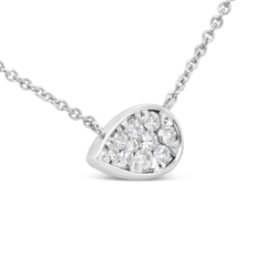 14K White Gold Diamond Teardrop Pendant Necklace, 18" - 1/4 Cttw, G-H Color, SI2-I1 Clarity