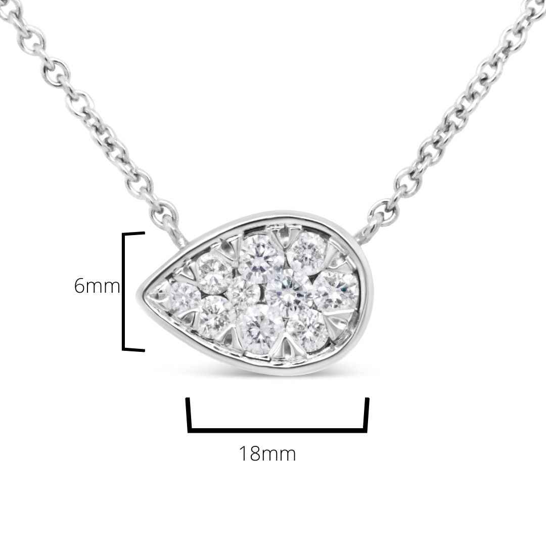 14K White Gold Diamond Teardrop Pendant Necklace, 18" - 1/4 Cttw, G-H Color, SI2-I1 Clarity