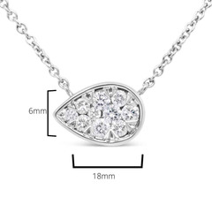 14K White Gold Diamond Teardrop Pendant Necklace, 18" - 1/4 Cttw, G-H Color, SI2-I1 Clarity