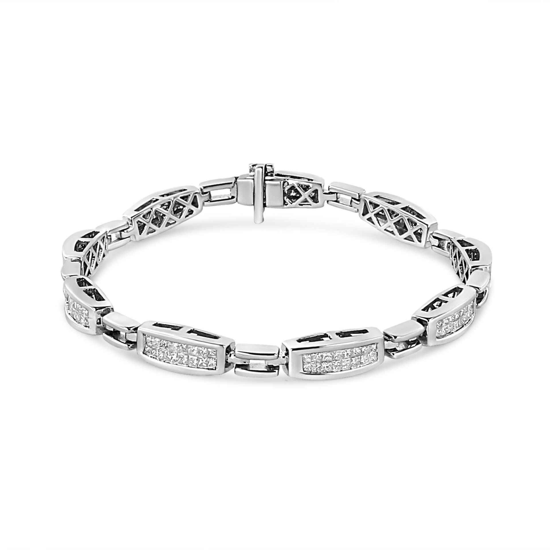 14K White Gold 2.00 Cttw Invisible-Set Princess Diamond Link Bracelet - Shop Now - Sable Gold