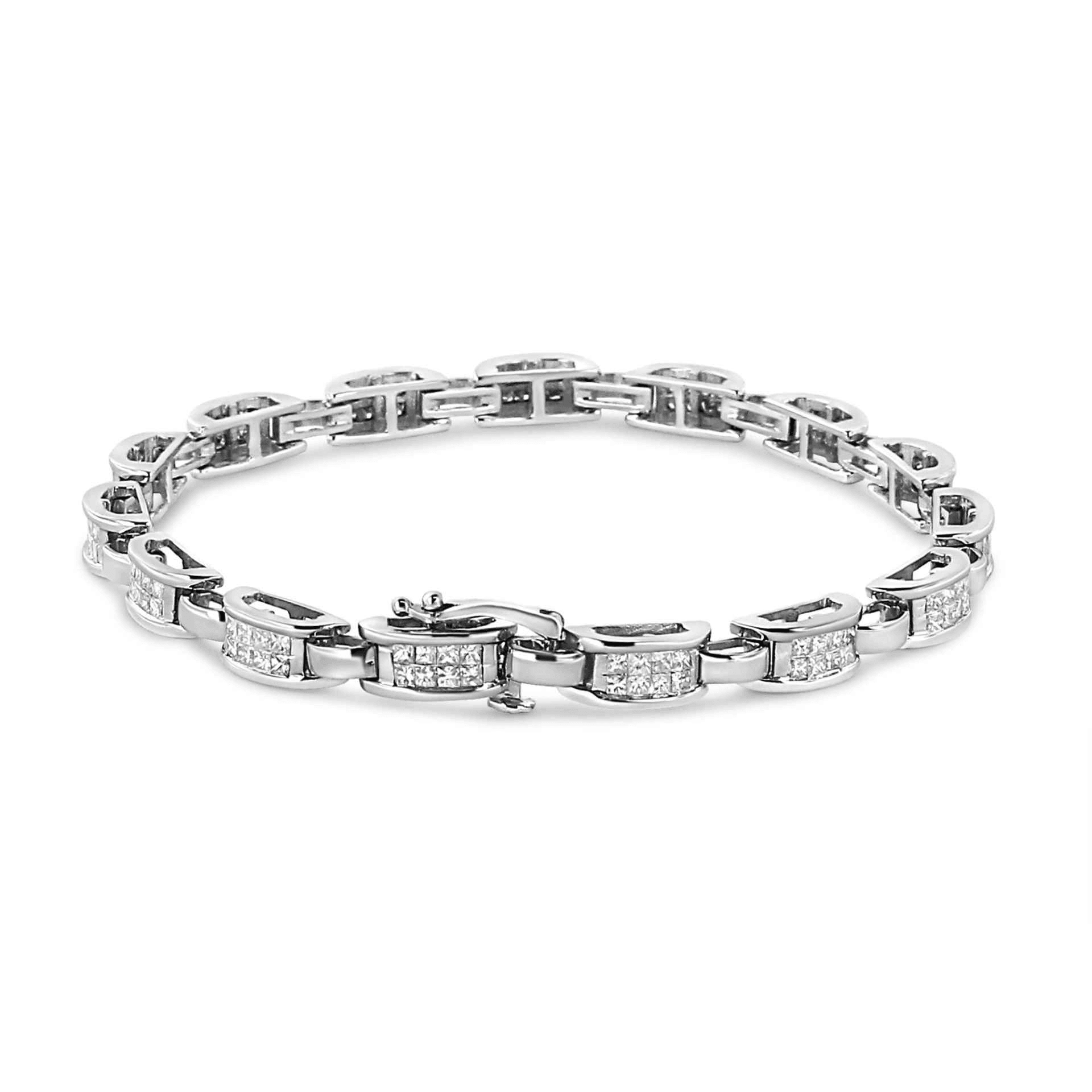 14K White Gold 2.00 Cttw Invisible-Set Princess Diamond Link Bracelet - Shop Now - Sable Gold