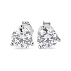 14K White Gold 3-Prong Martini Set Solitaire Lab Grown Diamond Stud Earrings (F-G Color, VS1-VS2 Clarity, Screwback) - Sable Gold