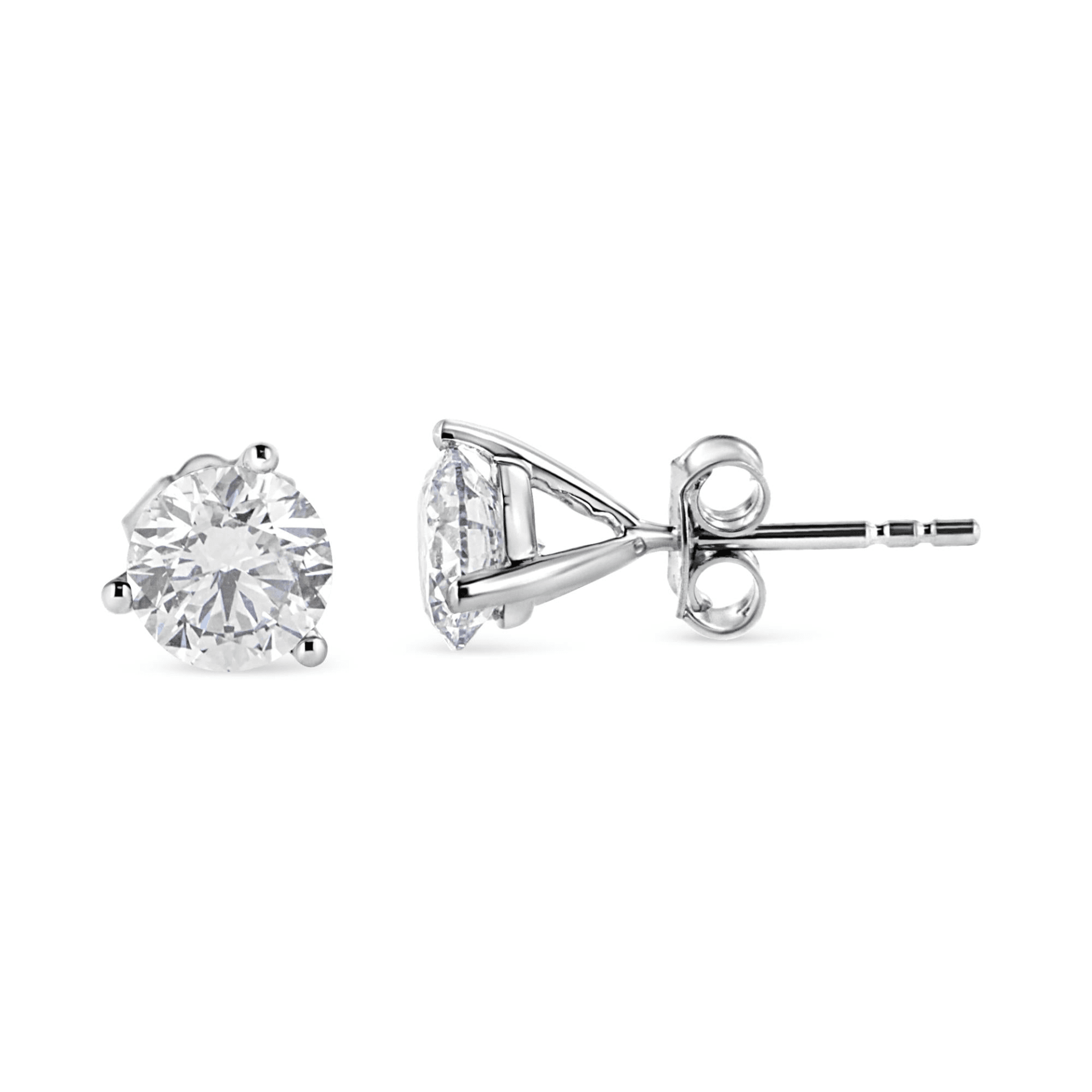 14K White Gold 3-Prong Martini Set Solitaire Lab Grown Diamond Stud Earrings (F-G Color, VS1-VS2 Clarity, Screwback) - Sable Gold