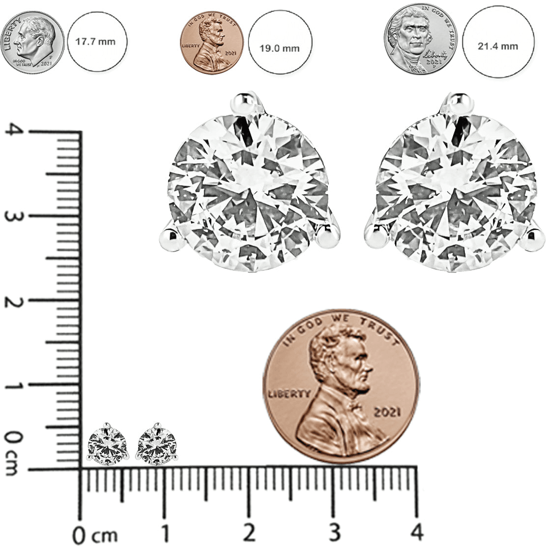 14K White Gold 3-Prong Martini Set Solitaire Lab Grown Diamond Stud Earrings (F-G Color, VS1-VS2 Clarity, Screwback) - Sable Gold