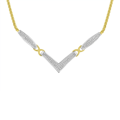 14K Yellow and White Gold Princess Cut Diamond Statement Necklace with 18” Franco Chain - Sable Gold