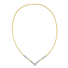 14K Yellow and White Gold Princess Cut Diamond Statement Necklace with 18” Franco Chain - Sable Gold