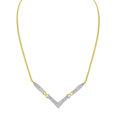 14K Yellow and White Gold Princess Cut Diamond Statement Necklace with 18” Franco Chain - Sable Gold