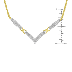 14K Yellow and White Gold Princess Cut Diamond Statement Necklace with 18” Franco Chain - Sable Gold