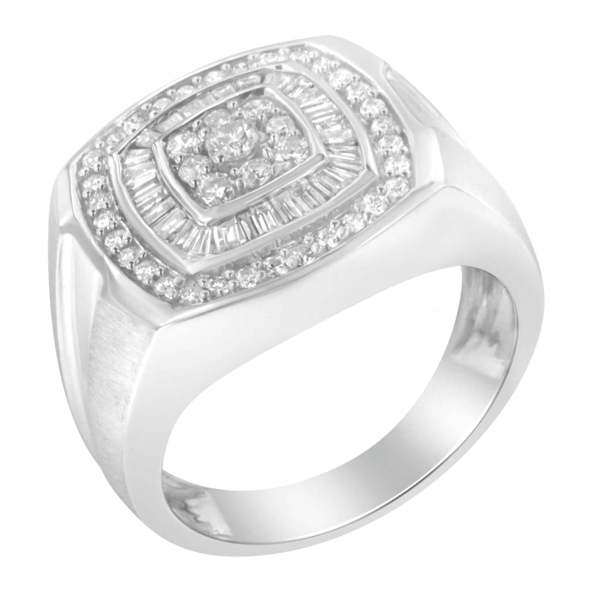 14K White Gold Men's Diamond Band Ring - 1 cttw - Sable Gold