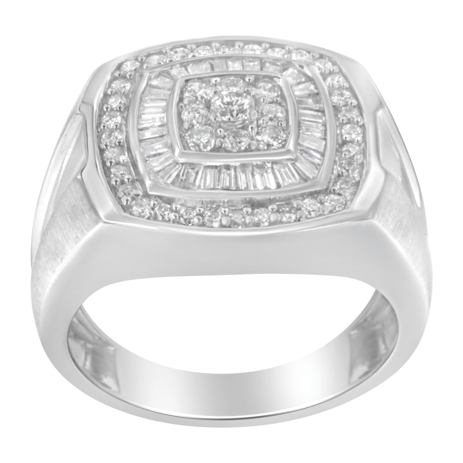 14K White Gold Men's Diamond Band Ring - 1 cttw - Sable Gold