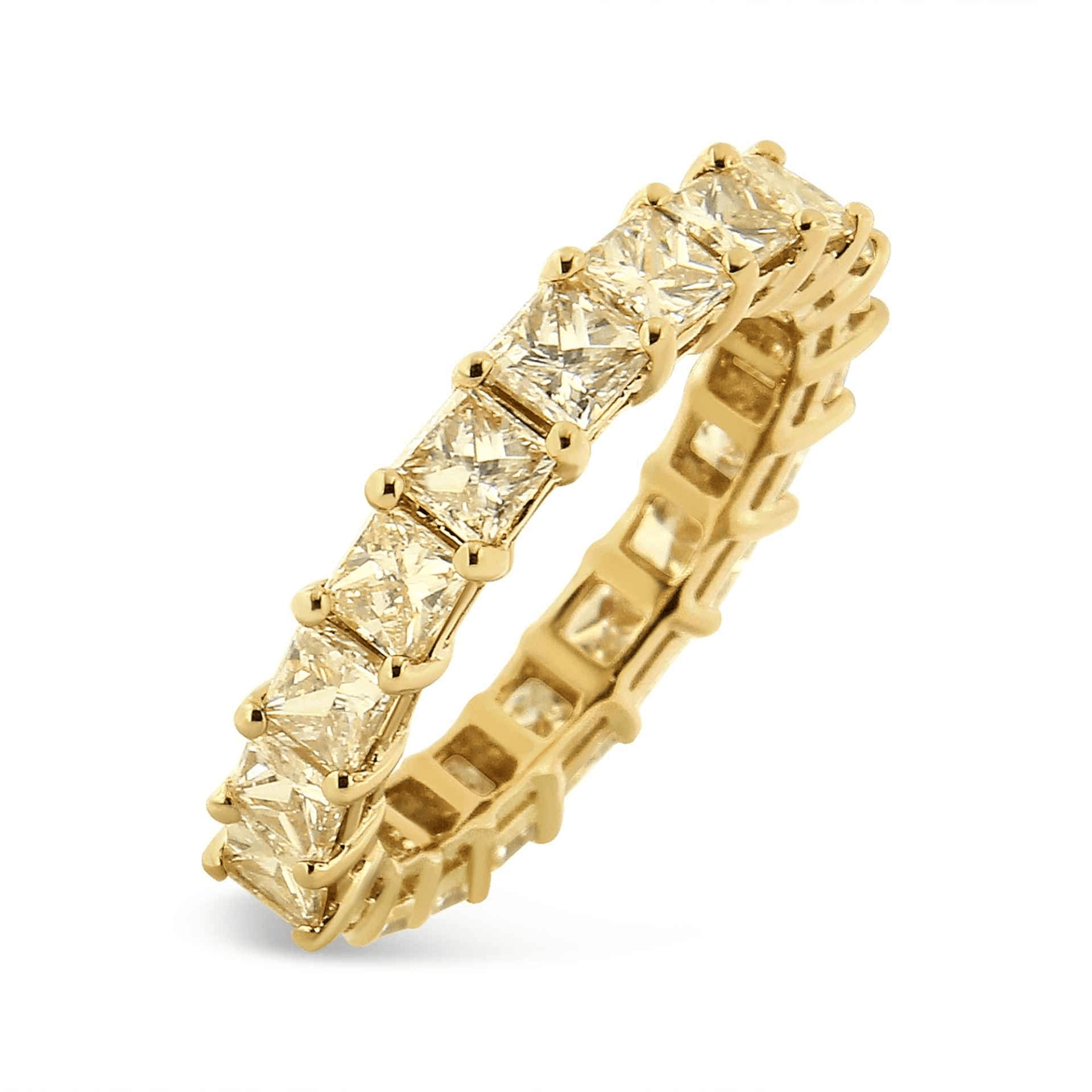 14K Gold 4.00 Cttw Princess Cut Diamond Eternity Ring (VS1-VS2 Clarity) - Sable Gold