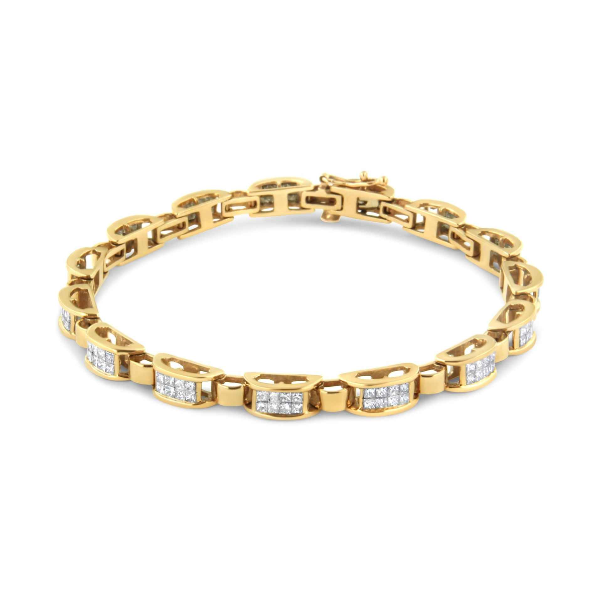 14K Yellow Gold Princess-Cut Diamond Tennis Bracelet - 2.5 Cttw, 7.25"