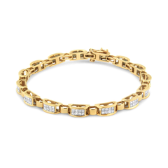 14K Yellow Gold Princess-Cut Diamond Tennis Bracelet - 2.5 Cttw, 7.25"