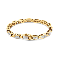 14K Yellow Gold Princess-Cut Diamond Tennis Bracelet - 2.5 Cttw, 7.25"