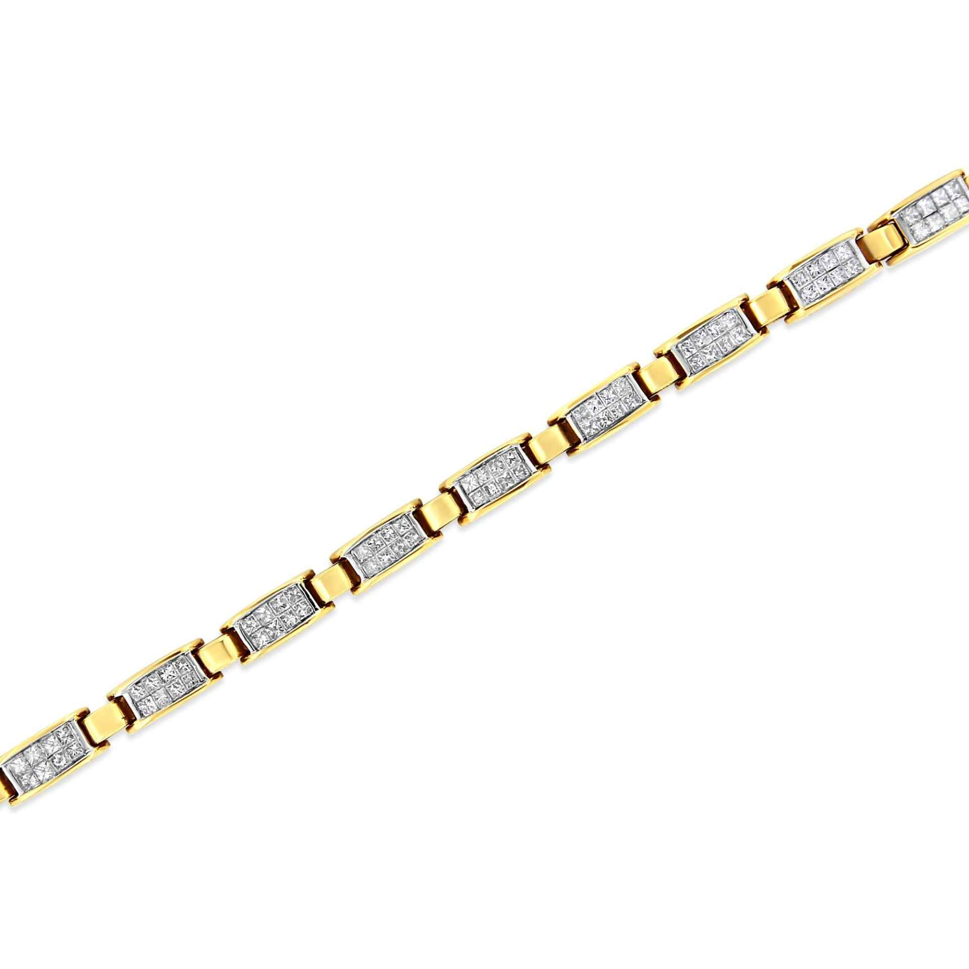 14K Yellow Gold Princess-Cut Diamond Tennis Bracelet - 2.5 Cttw, 7.25"