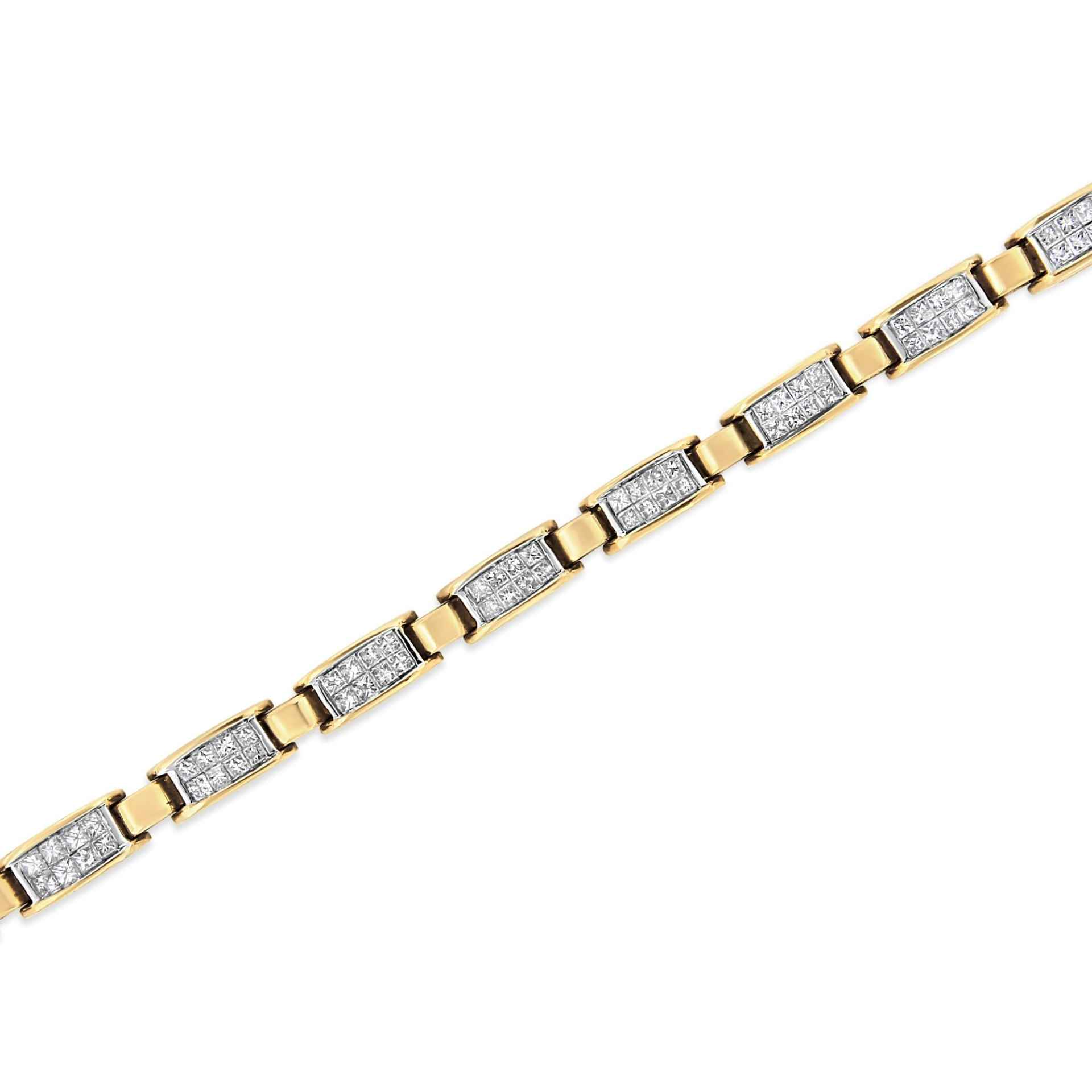 14K Yellow Gold Princess-Cut Diamond Tennis Bracelet - 2.5 Cttw, 7.25"