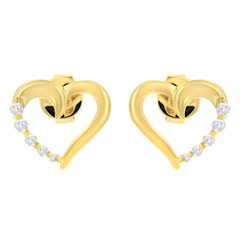 14KT Yellow Gold 1/8 cttw Diamond Journey Heart Earrings | Elegant Heart-shaped Diamond Earrings - Sable Gold