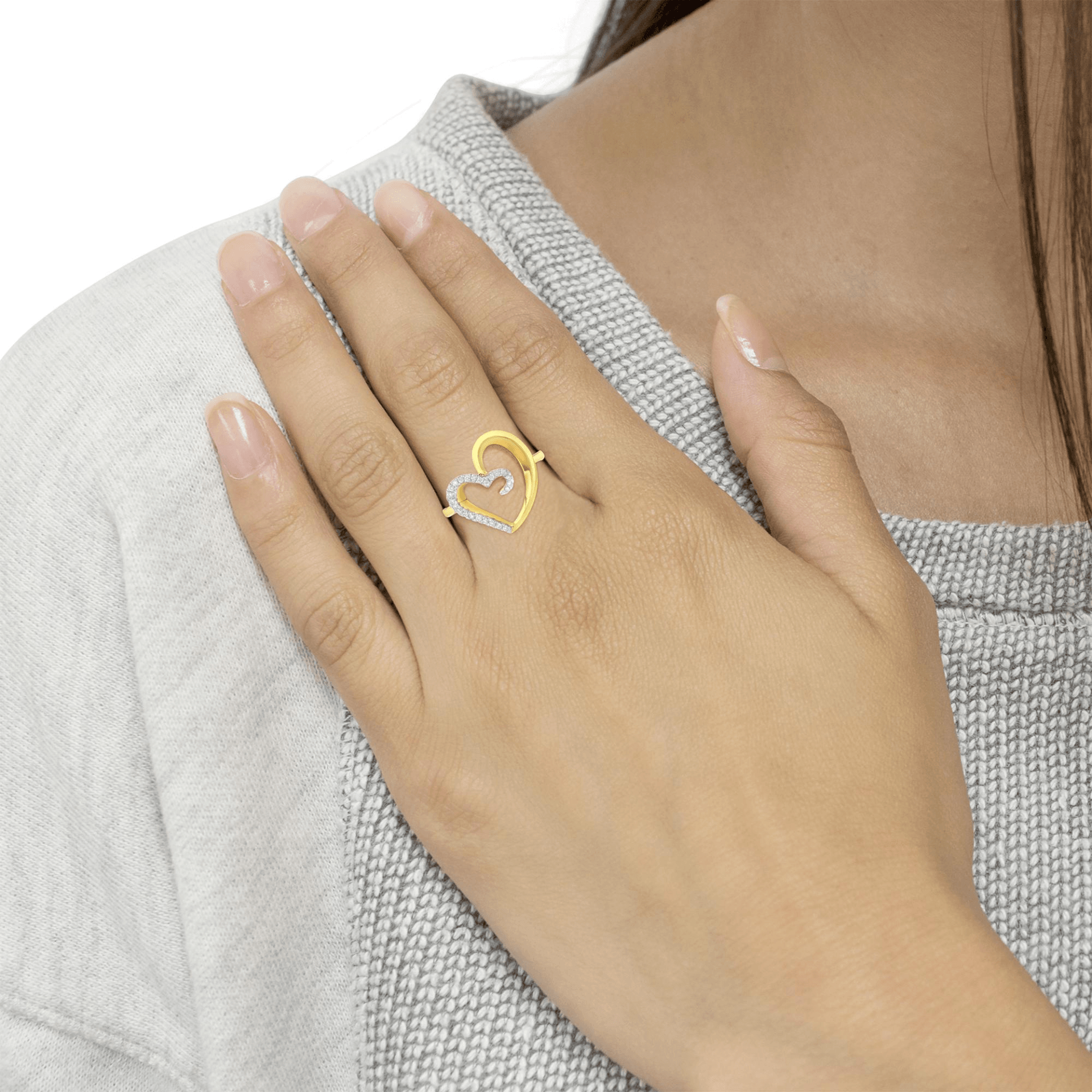 14KT Yellow Gold Diamond Heart Shape Ring - 1/10 ctw, Romantic Gift - Sable Gold