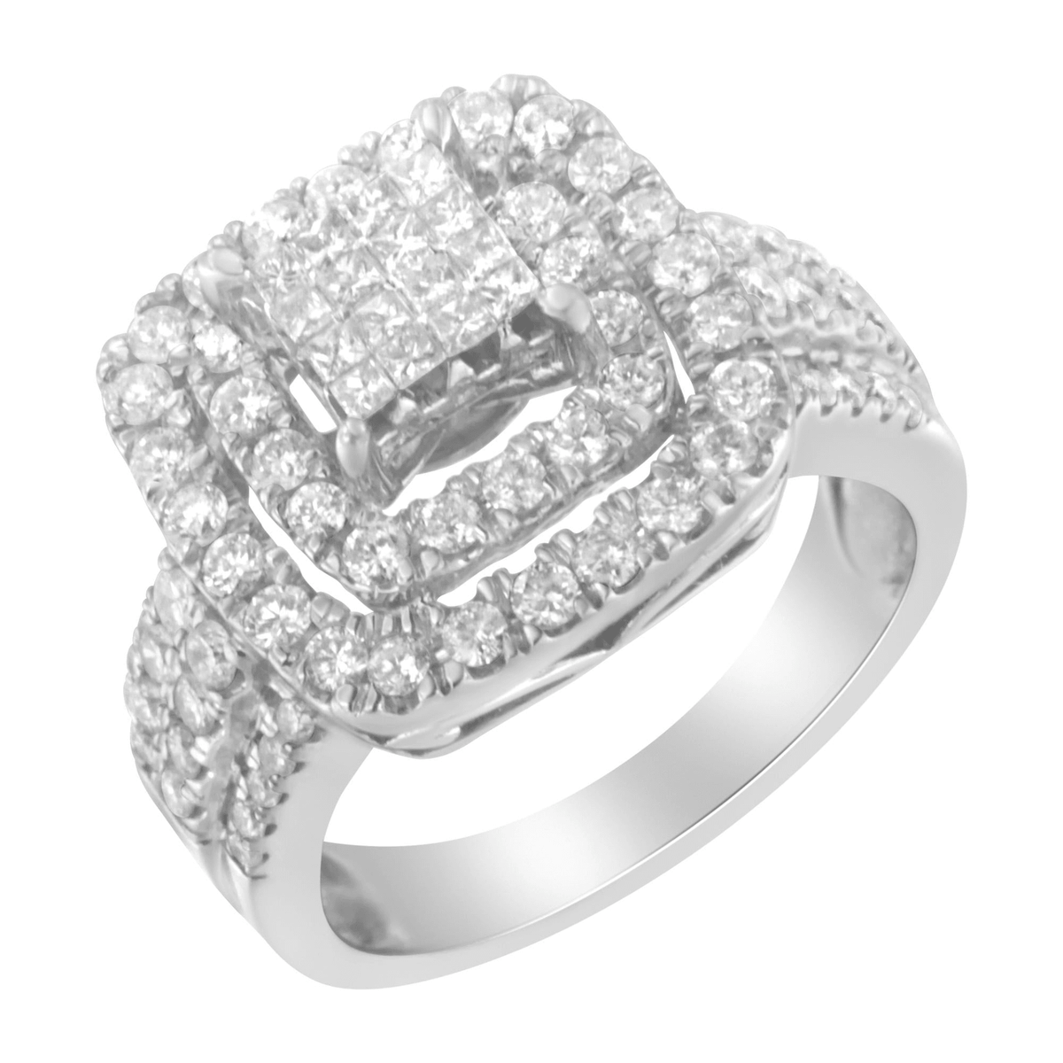 14KT White Gold Diamond Cocktail Ring - 1 1/2 Carat, H-I Color, SI2-I1 Clarity - Sable Gold