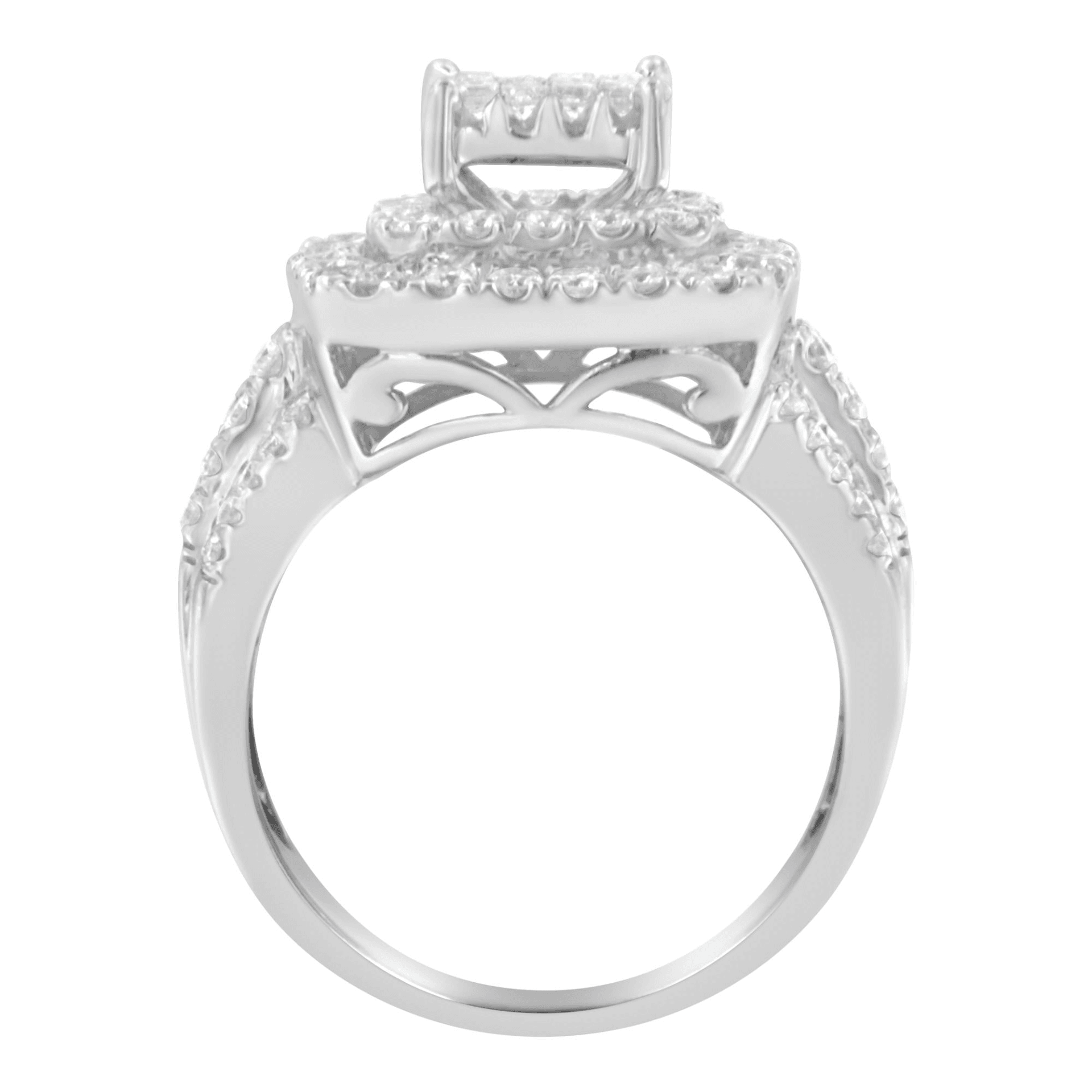 14KT White Gold Diamond Cocktail Ring - 1 1/2 Carat, H-I Color, SI2-I1 Clarity - Sable Gold