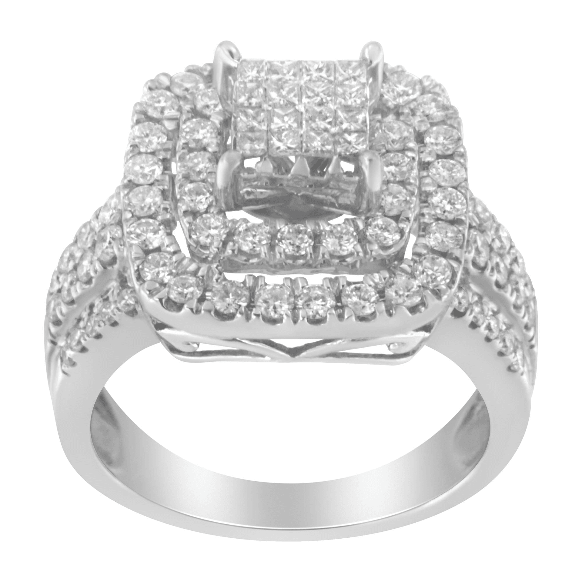 14KT White Gold Diamond Cocktail Ring - 1 1/2 Carat, H-I Color, SI2-I1 Clarity - Sable Gold