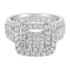 14KT White Gold Diamond Cocktail Ring - 1 1/2 Carat, H-I Color, SI2-I1 Clarity - Sable Gold