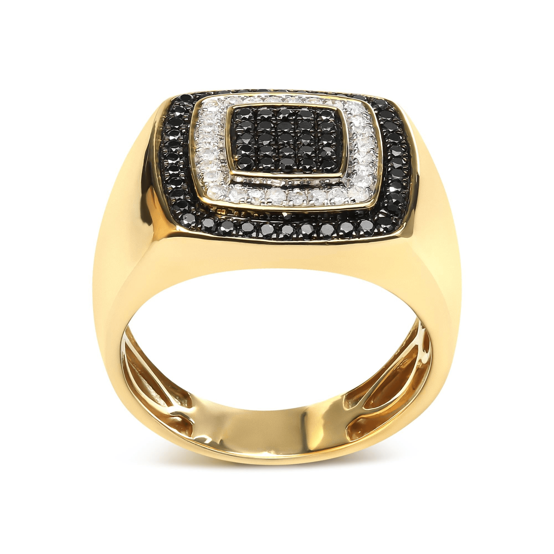 Men's 10K Yellow Gold 3/4 Cttw White & Black Treated Diamond Ring Band - Sable Gold