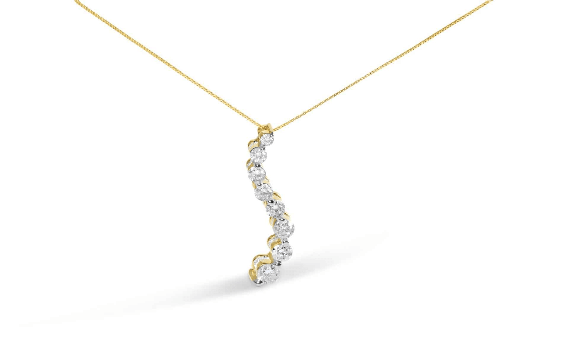 Elegant Diamond Journey Pendant Necklace in 14K Yellow Gold | SI2-I1 Clarity |3.0 Cttw - Sable Gold