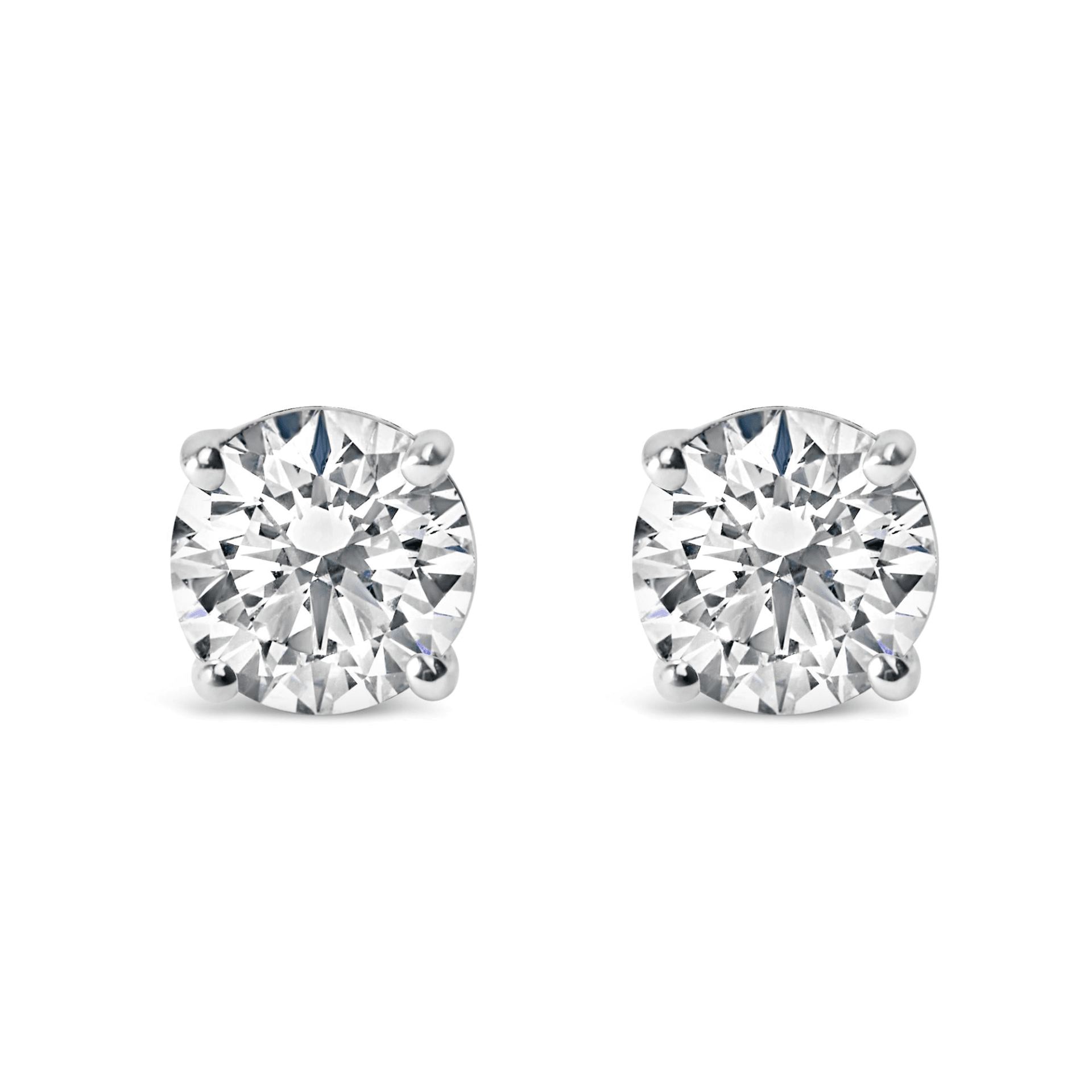 14K Gold 1.0 Carat White Diamond 4-Prong Classic Solitaire Stud Earrings - Sable Gold