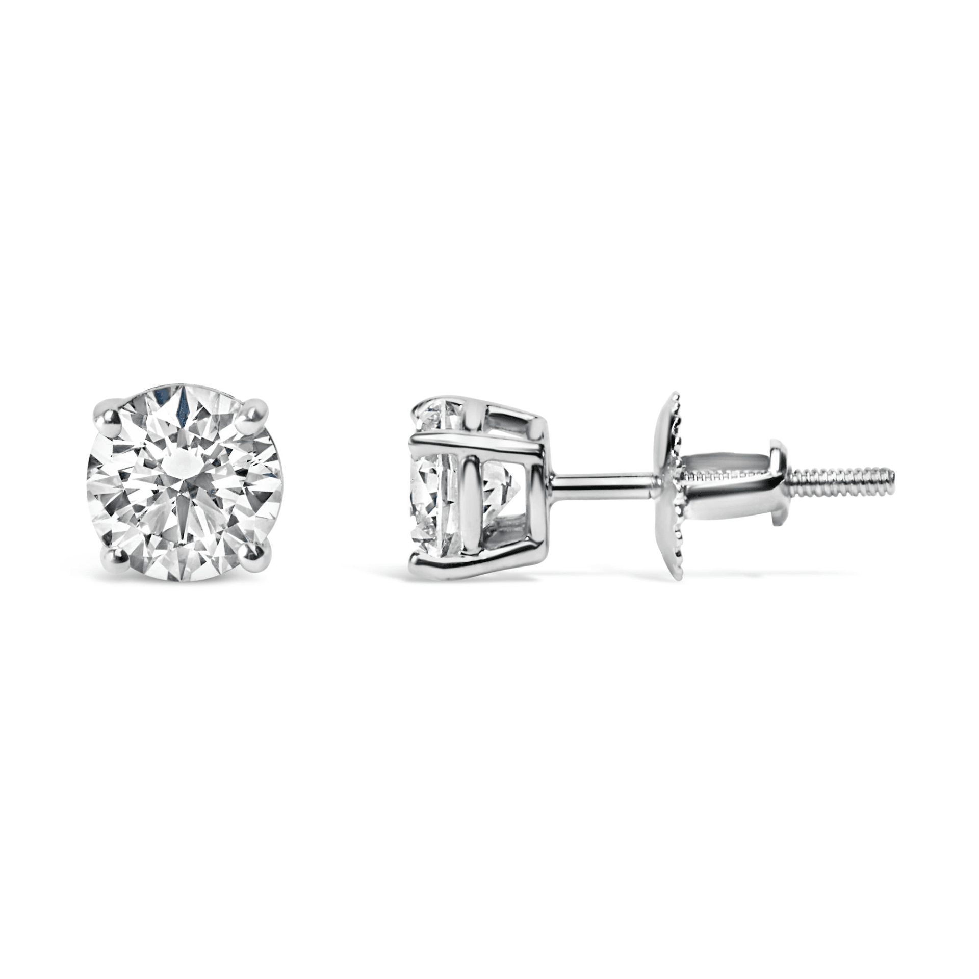 14K Gold 1.0 Carat White Diamond 4-Prong Classic Solitaire Stud Earrings - Sable Gold