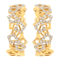 14K Yellow Gold Diamond Honeycomb Hoop Earrings - 3/4 Cttw - Sable Gold