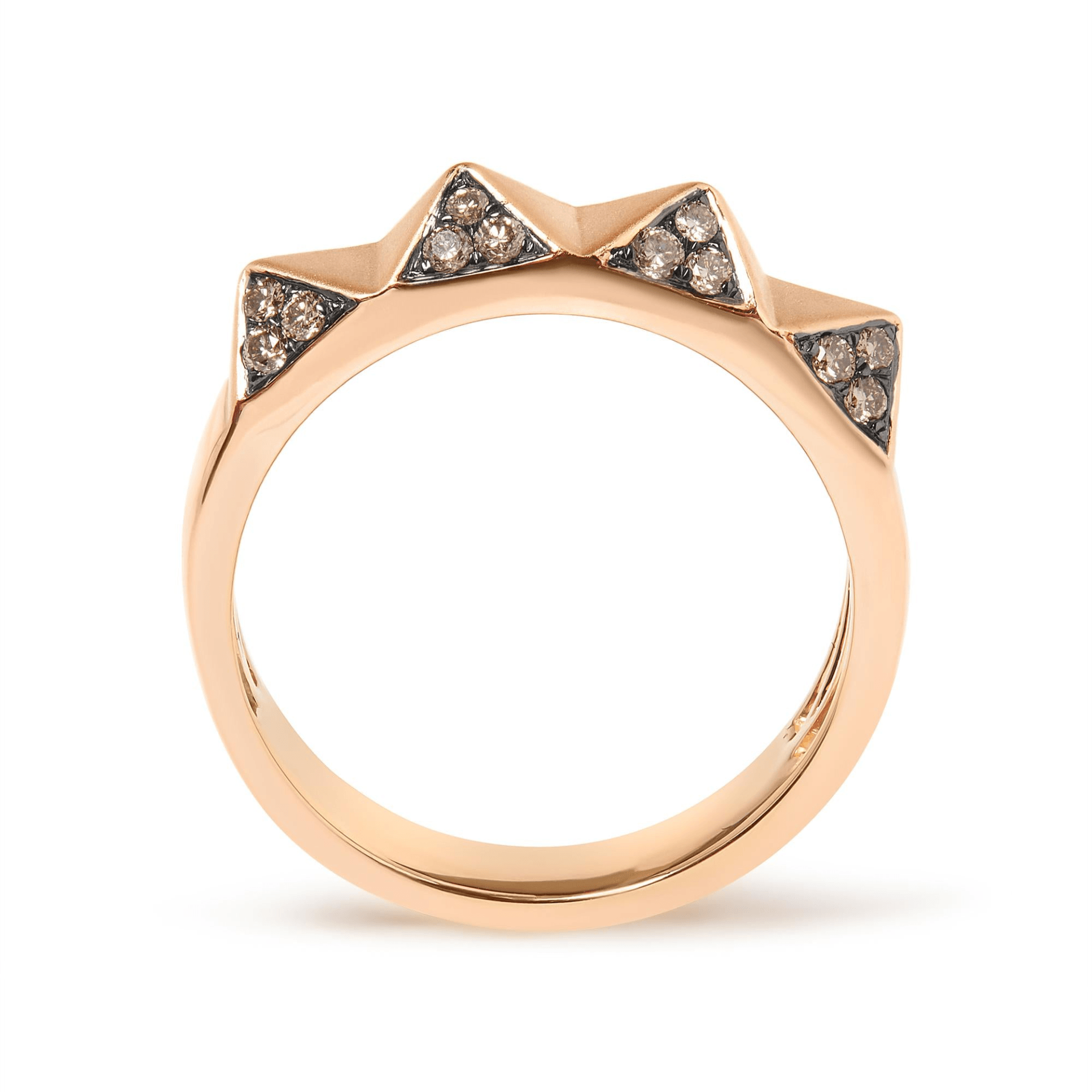 14K Rose Gold Brown Diamond Pyramid Band Ring - 1/4 Cttw, SI1-SI2 Clarity, Size 7 - Sable Gold