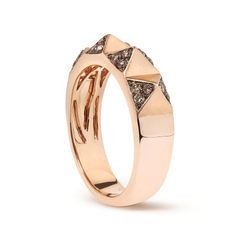 14K Rose Gold Brown Diamond Pyramid Band Ring - 1/4 Cttw, SI1-SI2 Clarity, Size 7 - Sable Gold