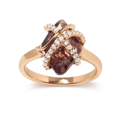 Exquisite 14K Rose Gold Diamond Wrapped Purple Amethyst Cocktail Ring - Sable Gold