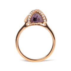 Exquisite 14K Rose Gold Diamond Wrapped Purple Amethyst Cocktail Ring - Sable Gold