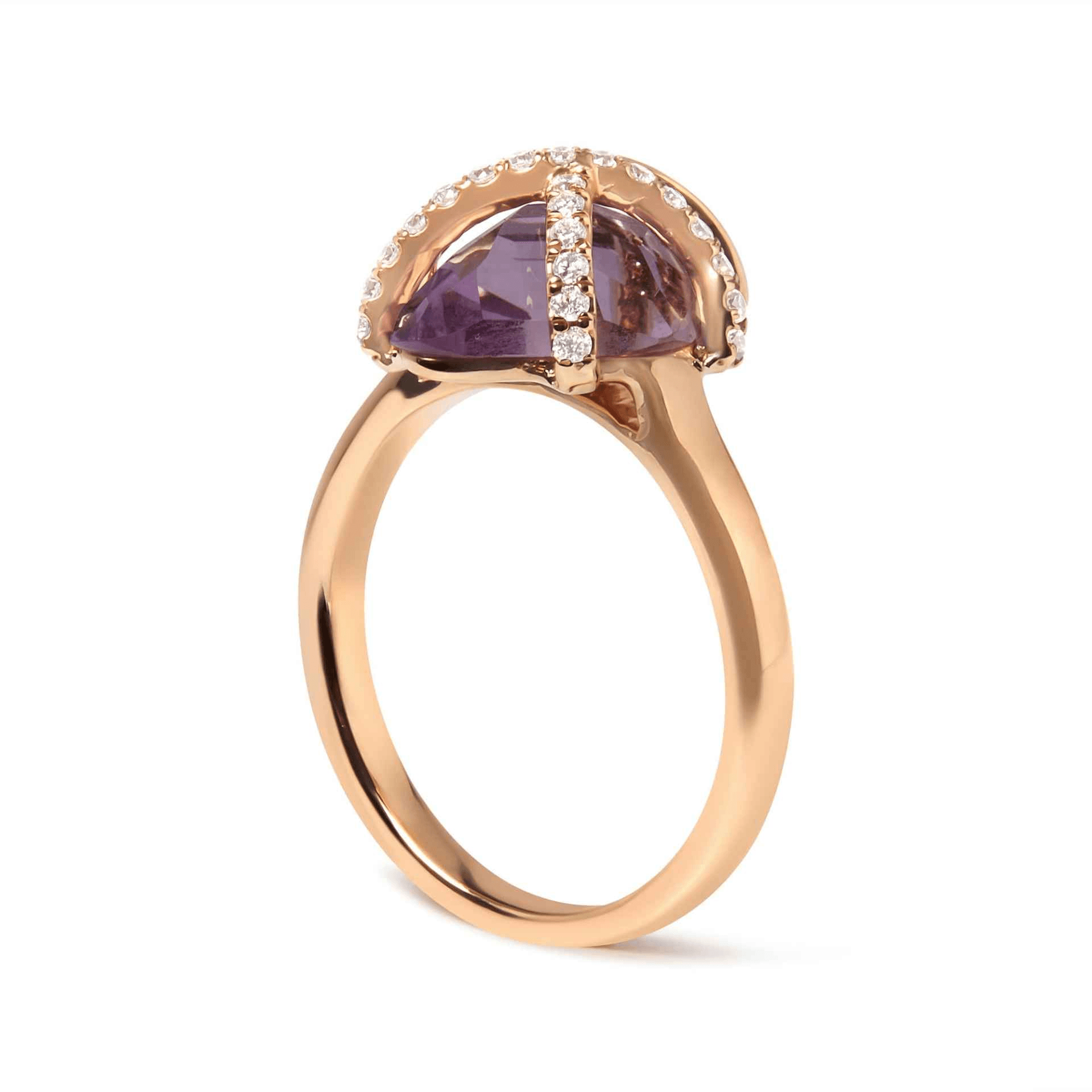 Exquisite 14K Rose Gold Diamond Wrapped Purple Amethyst Cocktail Ring - Sable Gold