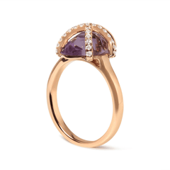 Exquisite 14K Rose Gold Diamond Wrapped Purple Amethyst Cocktail Ring - Sable Gold