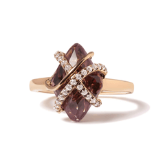 Exquisite 14K Rose Gold Diamond Wrapped Purple Amethyst Cocktail Ring - Sable Gold