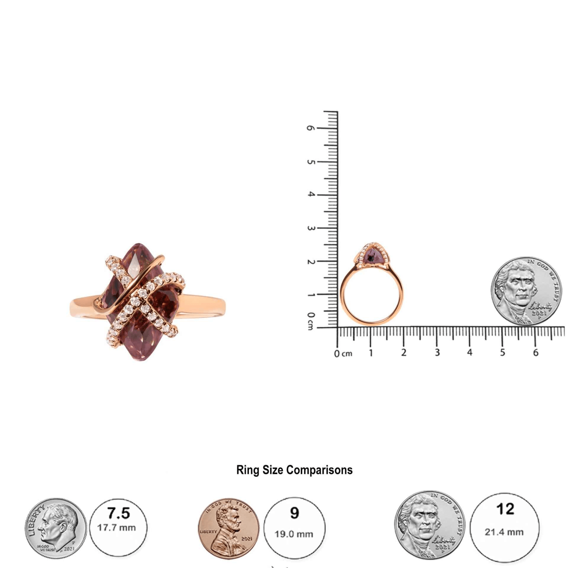 Exquisite 14K Rose Gold Diamond Wrapped Purple Amethyst Cocktail Ring - Sable Gold