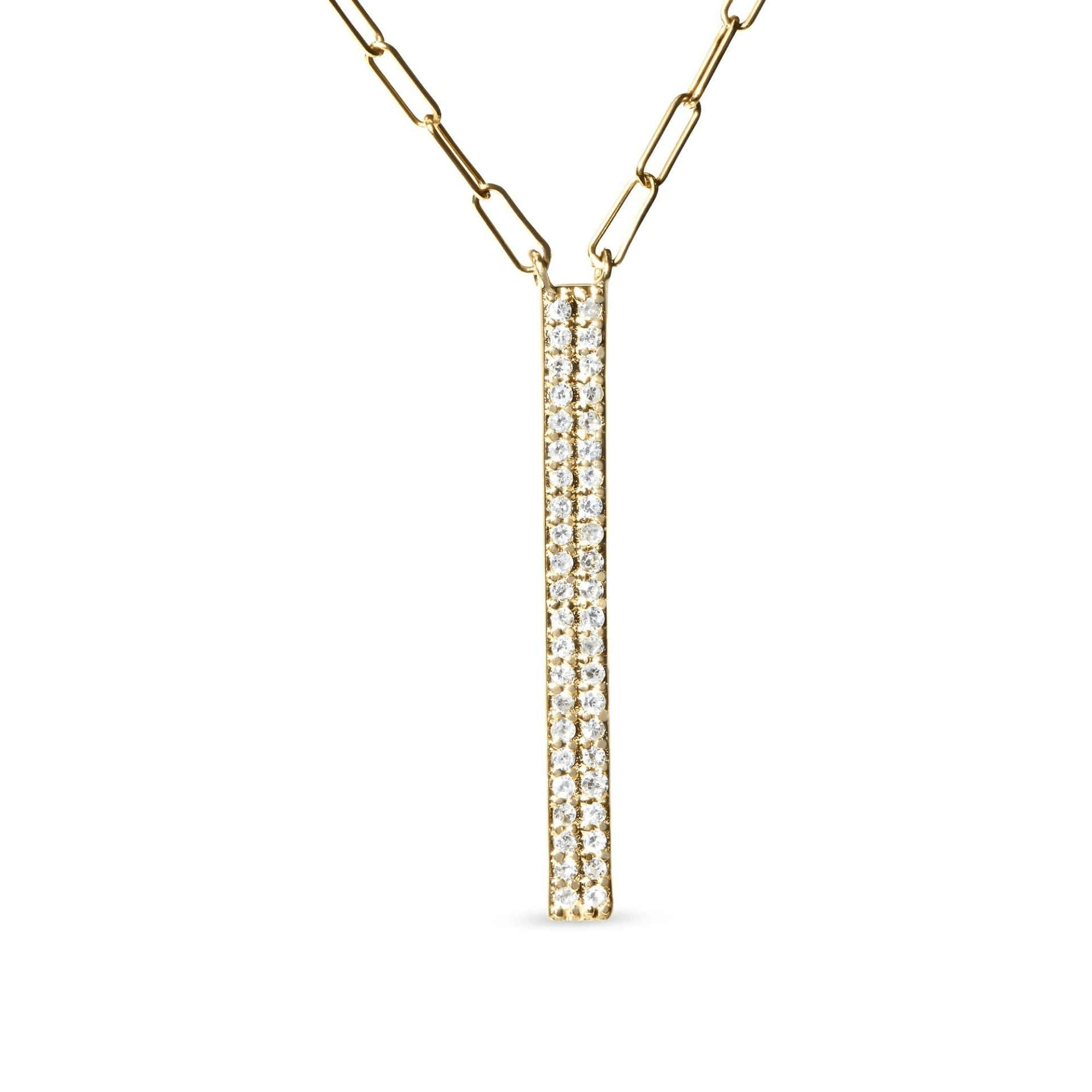 14K Gold Double-Strand Marquise and Bar Paper Clip Necklace - Sable Gold